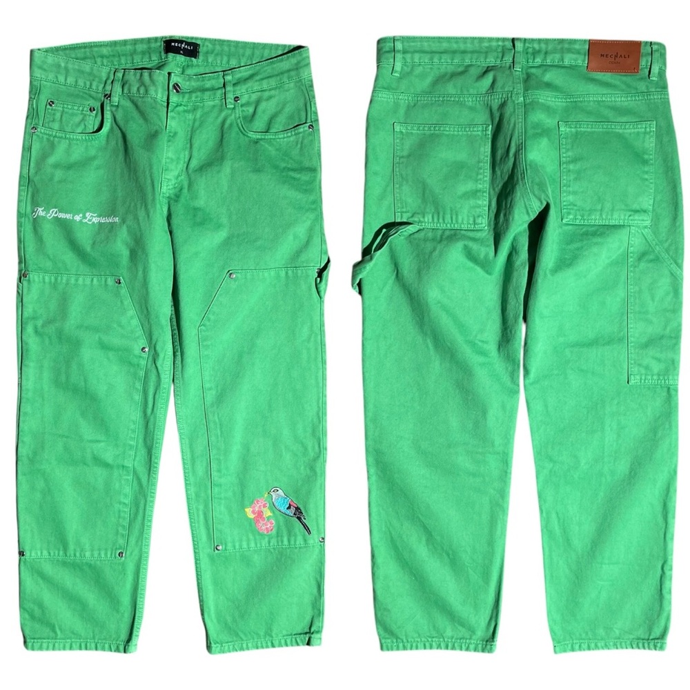 Mechali Denim Double Knee Pants Green